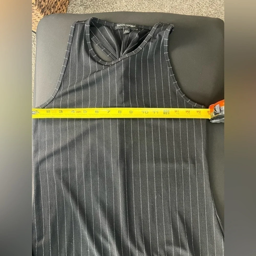 BANANA republic twist racer back dress, side slit, black pin stripe, small - Picture 10 of 11